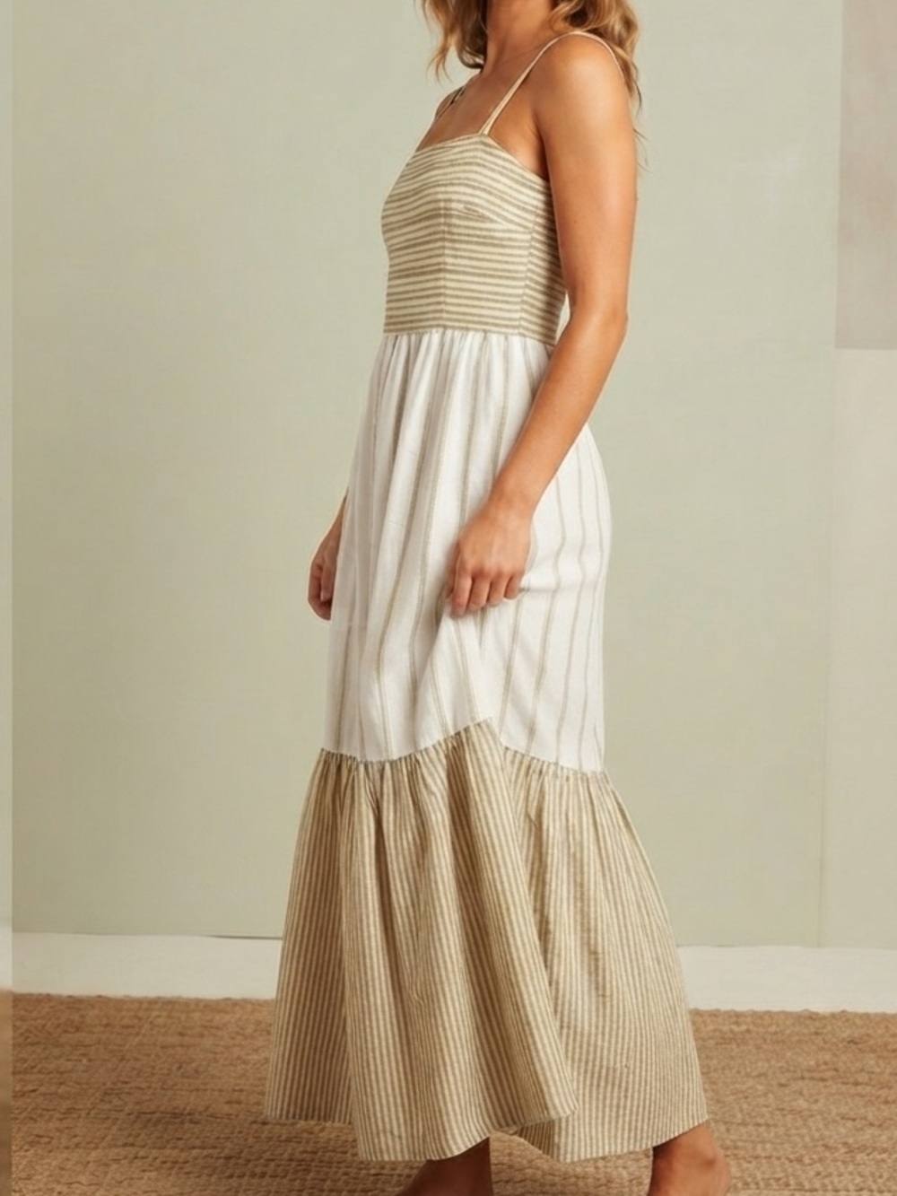 ACE & JIG x BARNEY'S NEW YORK | Stripe‎ Tiered Smocked Midi Dress | Size Small